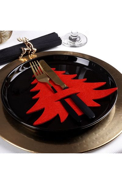 shumee Red Christmas tree cutlery case, 4 pcs.