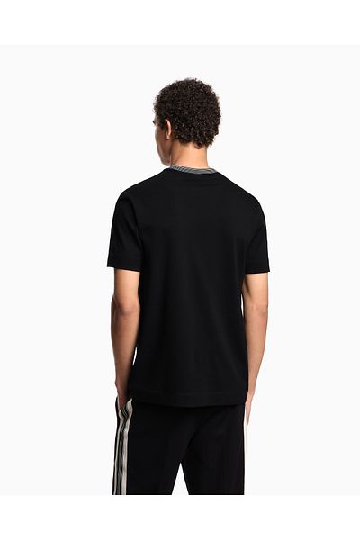 Emporio Armani Men's Short Sleeve Crew Neck Cotton Plain Model Black T-Shirt Em002965 Af12955-Uc001