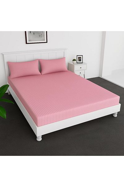 MAXQON Extra Deep Fitted Elastic Bedsheet Set With Pillow Covers (Pink, Single (90x190+30CM))