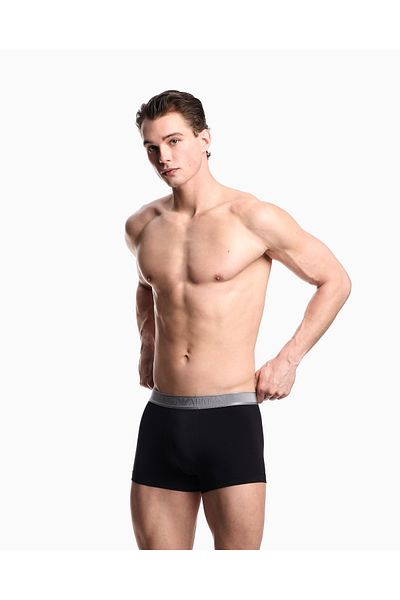 Emporio Armani Men's Waist Elastic Brand Written Tight Short Size Woven Fabric Black Boxer Em000231 Af14988-Uc001
