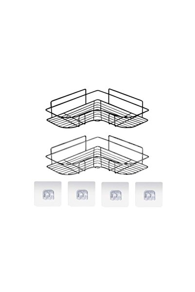 Generic Corner Wall-Mounted Shelves Wire Racks, Set of 2, Black