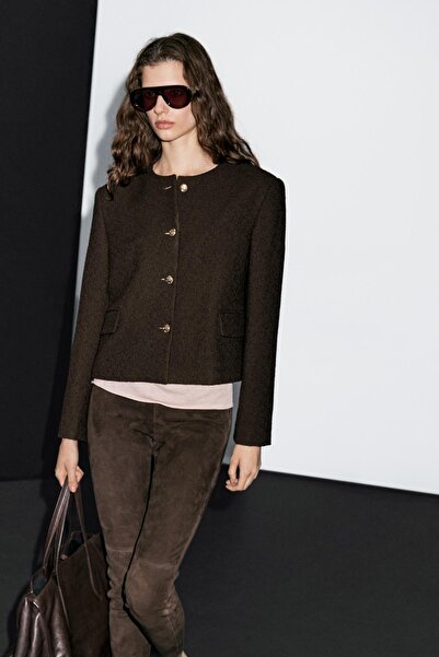 Massimo Dutti Düğmeli crop ceket