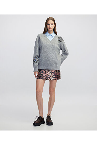 İpekyol Strass taş ve payet aplikeli triko