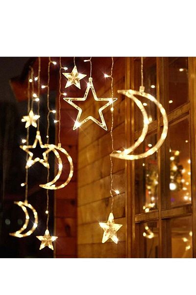 Generic Decorations String Lights, Battery Operated Curtain Lights, Moon Star Led Lights for Bedroom, Dorm