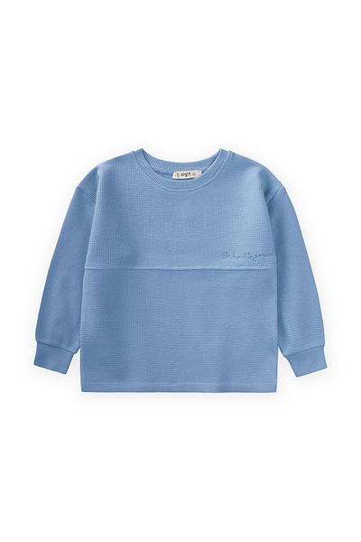 Cigit Oversize Waffle Seasonal T-Shirt 2-14 Years Indigo Blue
