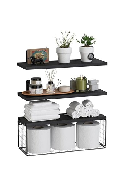 Generic رفوف حمام عائمة من HOUSLET، رفوف حمام فوق المرحاض، رفوف خشبية لتزيين ...