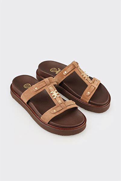 Elle Shoes Naturel Deri Kadın Spor Terlik