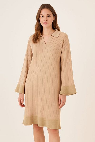 BOZKAYA ÖRME Spanish Sleeved Silvery Dress