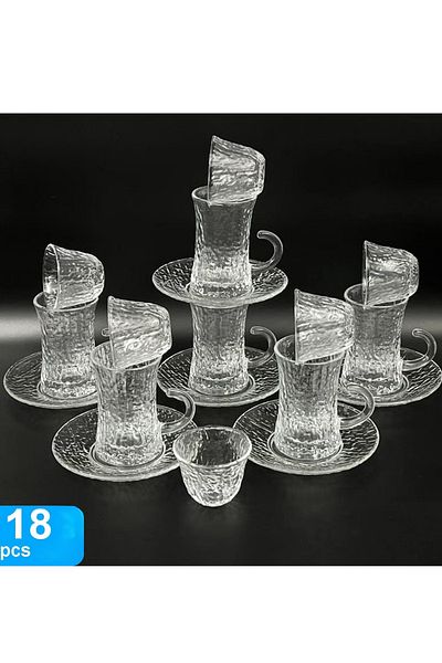 Generic 18-piece tea and coffee cup set with saucers