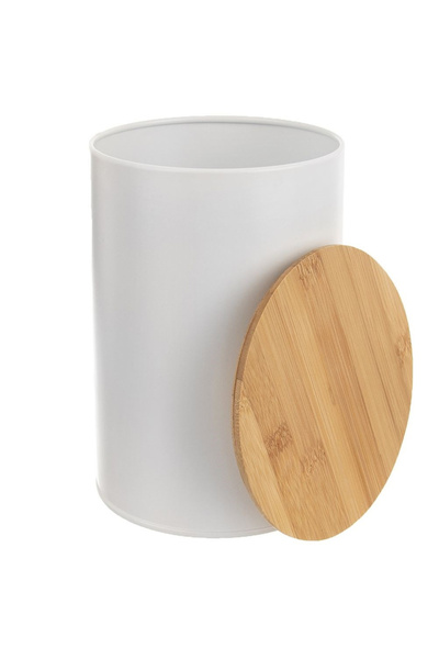 shumee Recipient alimentar metalic alb cu capac din bambus WHITELINE 1,3 l