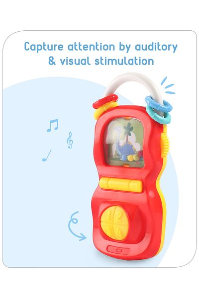 Babyhug Phone Shape Dinosaur Baby Rattle, 6 Months+, L 5 x B 2 x H 13 cm - Red