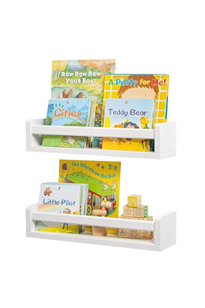 Generic مجموعة رفوف كتب Joyzzz للأطفال، مكونة من رفين عائمين من الخشب الطبيعي...