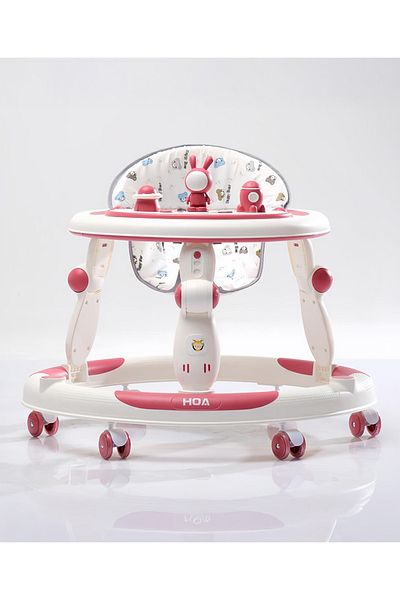 Fab N Funky Classic and Stylish Baby Walker, Adjustable Cushion & Body, 6 to 24 Months, 70 x 70 x 58 cm - Red