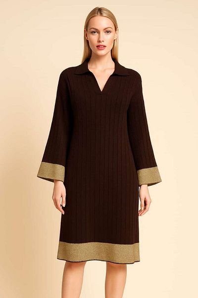 BOZKAYA ÖRME Spanish Sleeved Silvery Dress