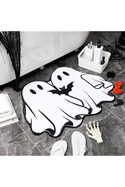 Generic سجادة حمام هالوين من KASTWAVE، 31.4 بوصة بنمط خفاش شبحي، سجادة حمام ق...