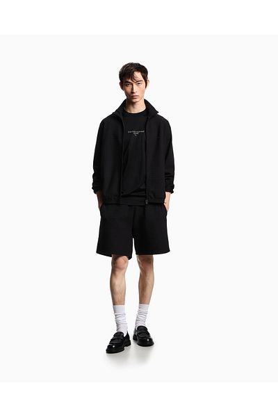 Emporio Armani Men's Regular Fit Round Neck Eagle Logo Cotton Long Sleeve Black T-Shirt Em004345 Af10761-Uc