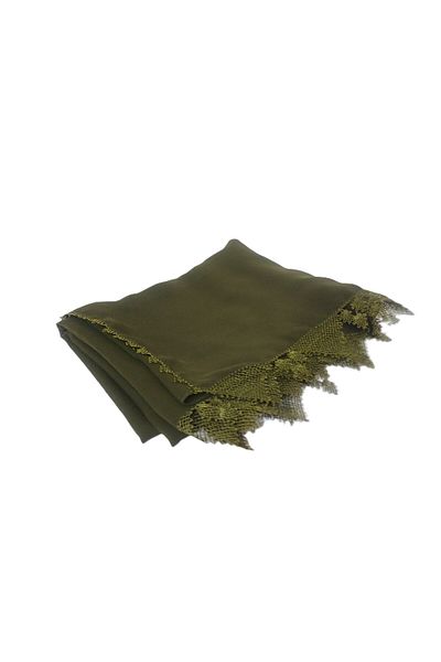 SYAZE Elegant Khaki Chiffon Prayer Cover – Plain Needlework Edge