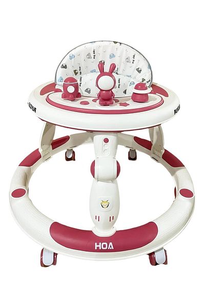 Fab N Funky Classic and Stylish Baby Walker, Adjustable Cushion & Body, 6 to 24 Months, 70 x 70 x 58 cm - Red