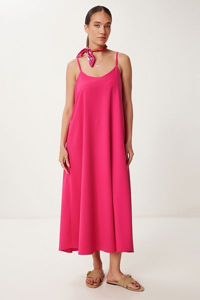 Lovelyİstanbul Stylish Dress with Straps Draped Lgk0004 Dark Pink
