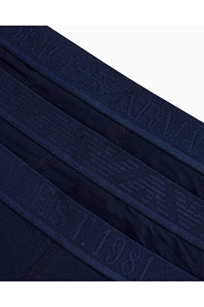 Emporio Armani Men's Elastic Waist Cotton Slim Fit 3 Pcs Navy Blue1 Boxer Em000259 Af10780-Mb254