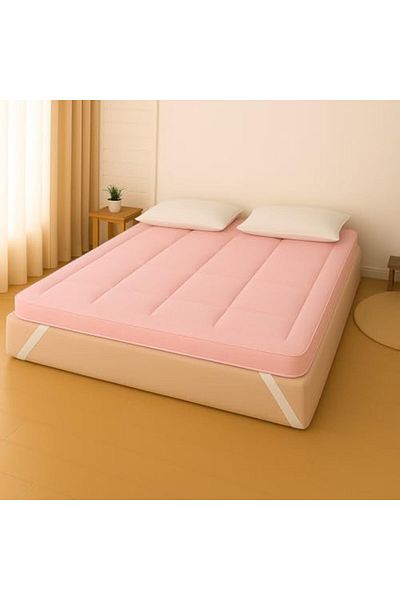 MAXQON Mattress Topper 10CM Thickness Quilted Microfiber 900gsm, Double (140x200x10CM), Pink