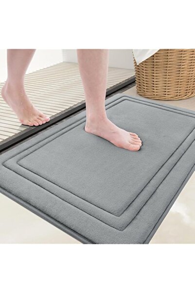 Generic سجادة حمام AMROAH 50 × 80 مصنوعة من إسفنج رغوي مضاد للانزلاق وماص وقا...