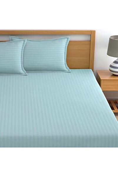 MAXQON Extra Deep Fitted Elastic Bedsheet Set With Pillow Covers (Sky blue, Single (90x190+30CM))