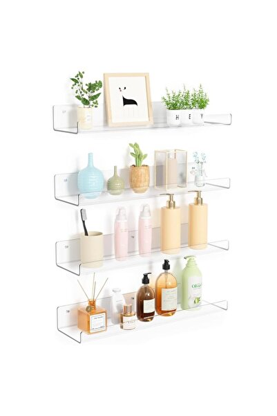 Generic LBOYLOVE® 4 Pack Acrylic Shelves for Wall Storage, 15" Floating Books...