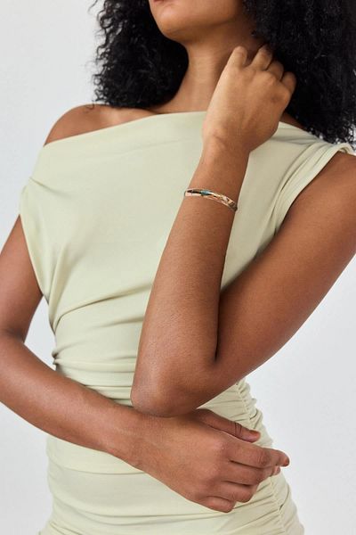 SHERIN Geometric Patterned Enamel Bracelet (Single)