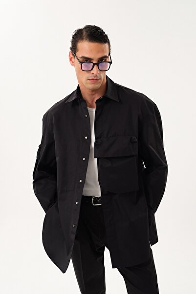 SPORTEMPT Cămașă exterioară supradimensionat pentru bărbați din material tehn...