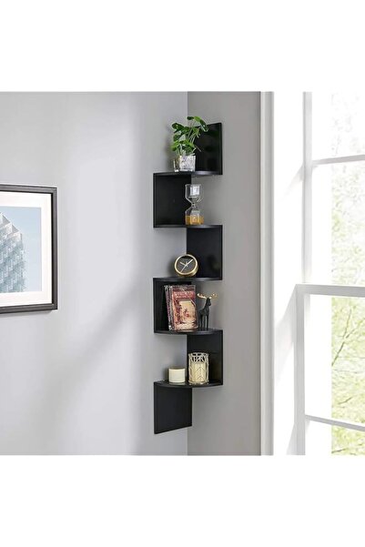 Generic أرفف زاوية عائمة من 5 طبقات | أرفف عرض ديكور منزلي من الخشب الريفي | ...