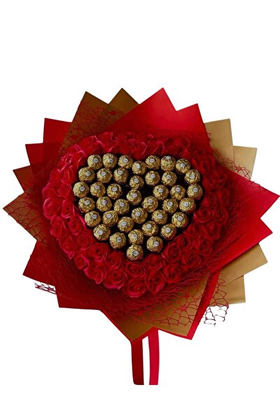 HAYATI Buchet 51 Trandafiri Rosii si Ferrero