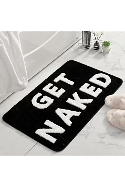 Generic Get Naked Bathroom Mat, Black and White, Non-Slip Absorbent Floor Car...