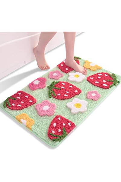 Generic JIJI&CUI Green Bathroom Rugs Cute Strawberry Flower Bath Mat Bathroom...
