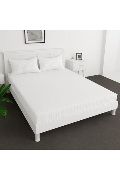 MAXQON Extra Deep Fitted Elastic Bedsheet Set With Pillow Covers (White, Single (90x190+30CM))