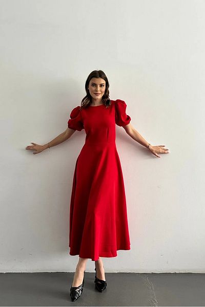 Afiş Butik White Balloon Sleeve Long Dress