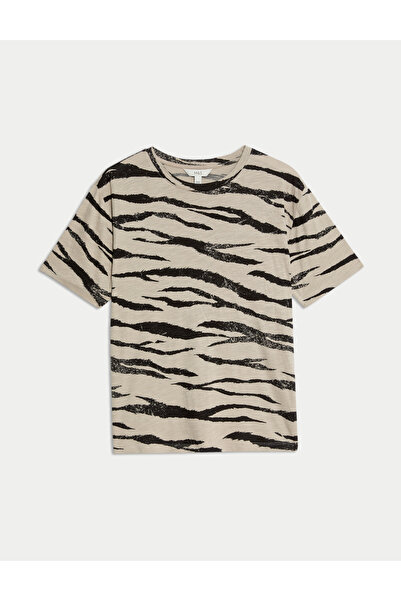 Marks & Spencer Pamuklu Desenli Kısa Kollu T-Shirt