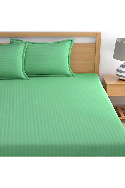 MAXQON Deep Fitted Bed Sheet Set with Pillow Covers by (Green, King (180x200+30CM))