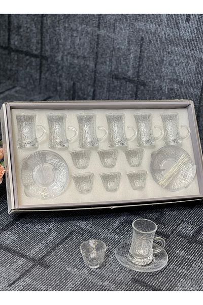 Generic 18-piece tea and coffee cup set with saucers