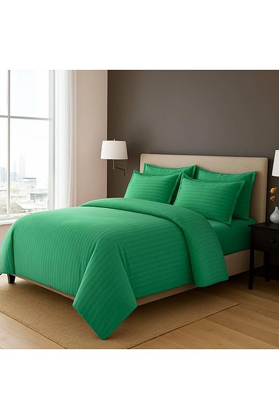 MAXQON 6-Piece Duvet Cover Set – Includes 1 Duvet Cover, 1 Fitted Sheet, 4 Pillowcases (Green, Super King