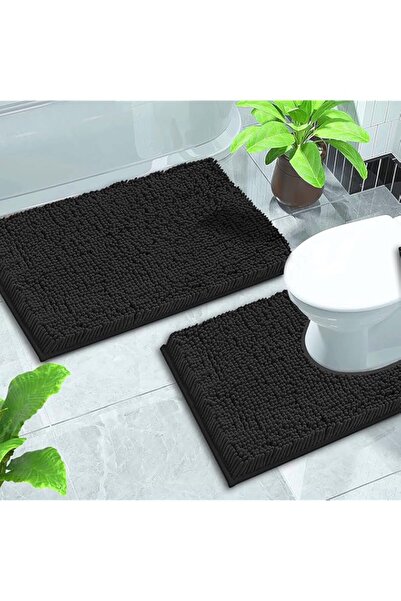 Generic GVTECH Bath Mat Set 2 Pieces, Chenille Non-Slip Back 50x80 cm Bathroo...