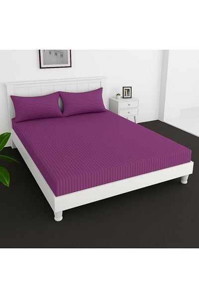 MAXQON Extra Deep Fitted Elastic Bedsheet Set With Pillow Covers (Purple, Double (120x200+30CM))