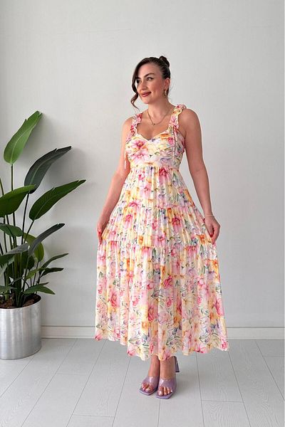 MaziButik Lotus Strap Dress Colorful