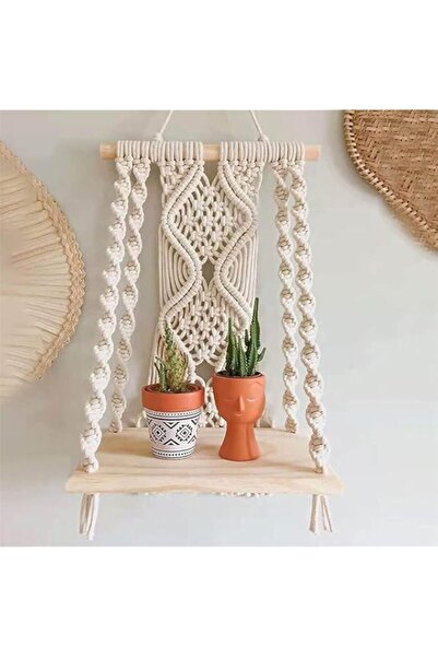 Generic Khazna Macrame Wall Hanging Plant Decor Shelf Indoor Outdoor Floating...
