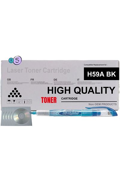 Non-OEM Set Cartus Toner Compatibil HP59A, 5xCF259A Negru, 15000pag, cu chip, Textmarker si 5buc CD-R Maxel