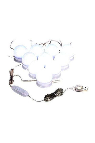 Generic ELTRAZONE 10-Piece Mirror LED Bulb Set White â€“ Bright Vanity Lighting Kit for Makeup Mirrors, USB