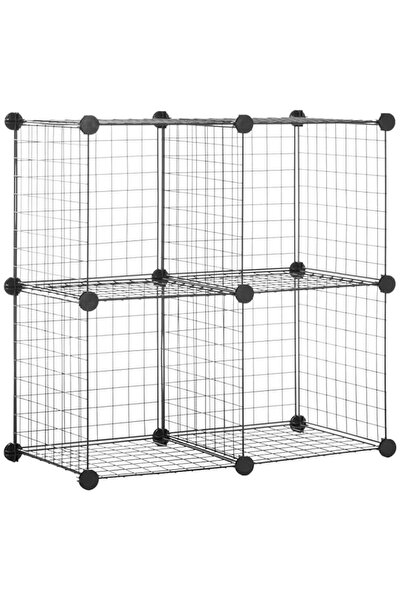 Generic Amazon Basics 4 Cube Wire Storage Shelves, Black, 37 cm D x 77 cm W x...