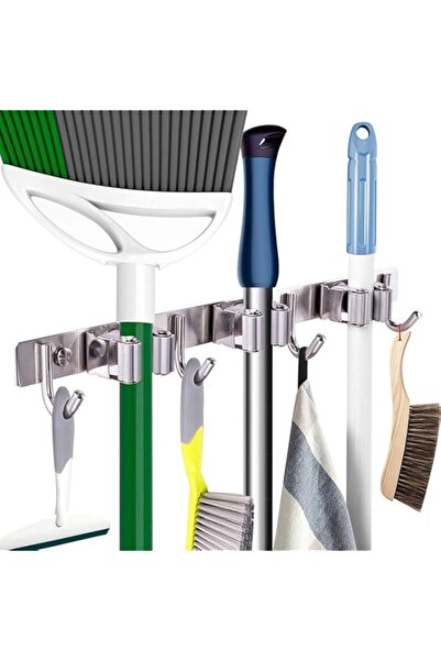 Generic Nnewvante Mop Broom Holder Heavy Duty Hooks Hanger Wall Mounted 15” S...
