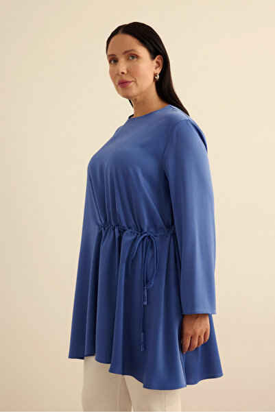 Aker Belden Tek Tarafı Bağcık ve Büzgü Detaylı Tunik