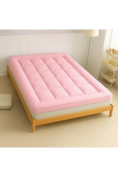MAXQON Mattress Topper 10CM Thickness Quilted Microfiber 900gsm, Double (140x200x10CM), Pink